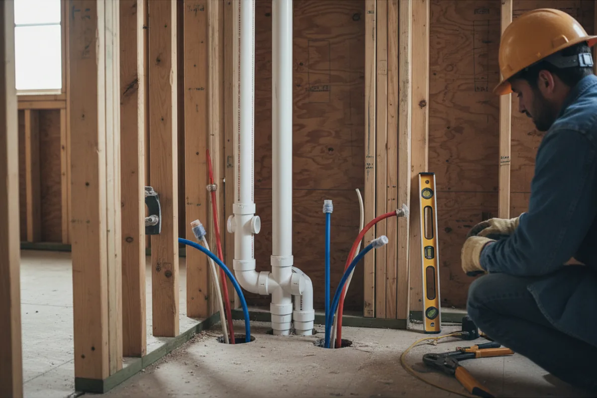 Drain and supply rough-in during Garbage Disposal Repair in Greenwood